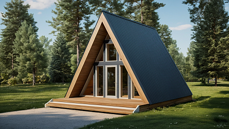 Готовый проект каркасного дома "А-фрейм 6х8", 54м2