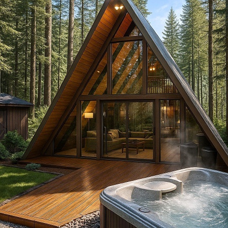 Готовый проект каркасного дома "А-фрейм 7,5х9"