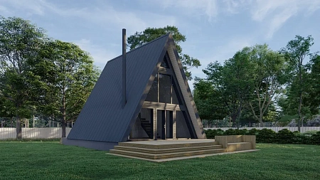 Проект каркасного дома Афрейм 7,5х7,4 + терраса, 114м2