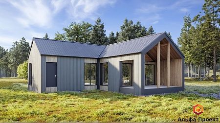 Проект каркасного "Барнхаус", 12х17 м, 101 м2