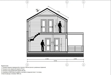 Проект каркасного "Барнхаус", 6.2х10 м, 153 м2