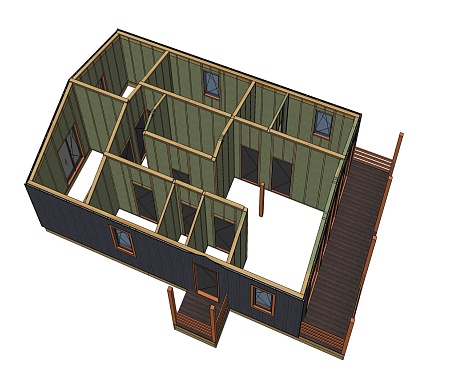 Проект каркасного "Барнхаус", 8х14 м, 112м2