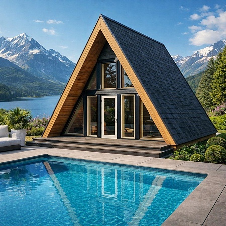 Готовый проект каркасного дома "А-фрейм 6х8", 54м2